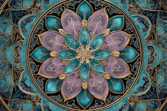 Download Luxury Teal Floral Mandala Mosaic - Luxury Collection