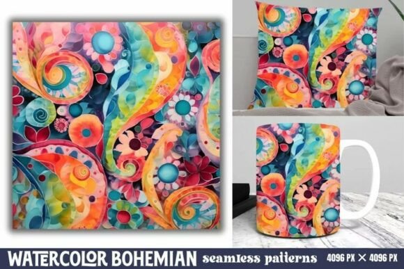Download Seamless Watercolor Bohemian Pattern - Bohemian pattern Collection