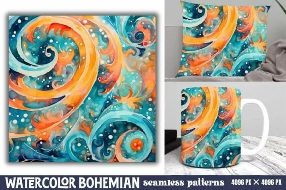 Download Seamless Watercolor Bohemian Pattern - Bohemian pattern Collection