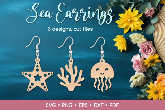 Download Sea Earrings SVG Cut Files Ocean Jewelry - Cut file Collection