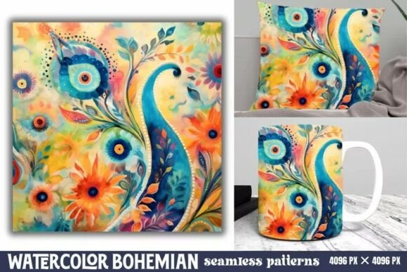 Download Seamless Watercolor Bohemian Pattern - Bohemian pattern Collection
