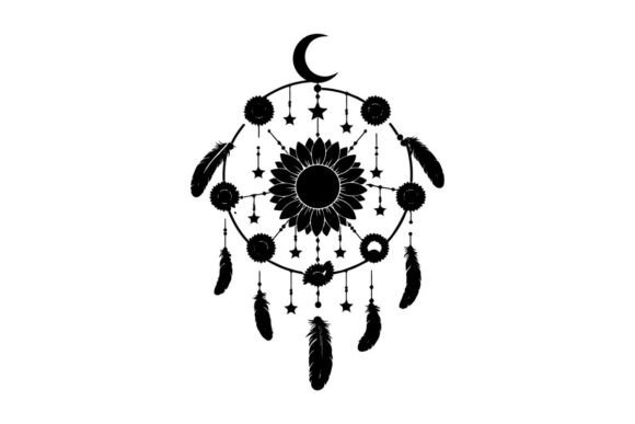 Download Silhouette Dreamcatcher with Crescent Mo - Silhouette dreamcatcher Collection