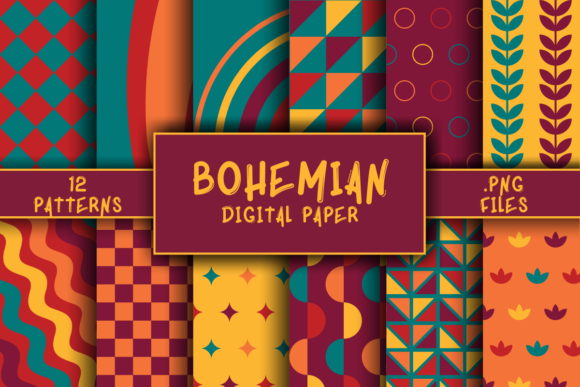 Download Bohemian Pattern Digital Paper - Bohemian pattern Collection