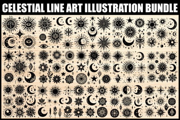 Download Celestial Sun Moon Star Clipart SVG - Premium Bundle