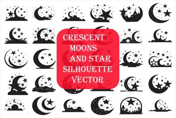 Download Crescent Moons and Star Silhouette - Premium Resources