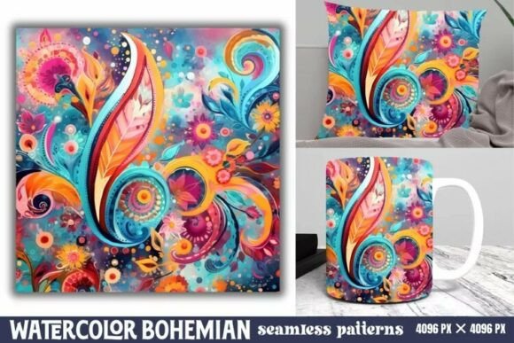 Download Seamless Watercolor Bohemian Pattern - Bohemian pattern Collection