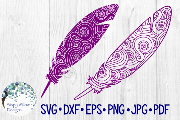 Download Feather Zentangle, Detailed, Boho, Cut File - Cut file Collection